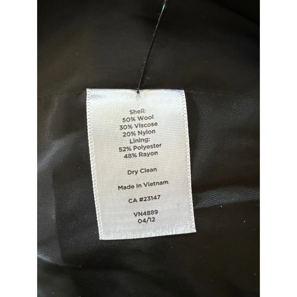 TALBOTS Womens Black White Plaid Wool Blend Pea‎ Coat Sz 12 Jacket
